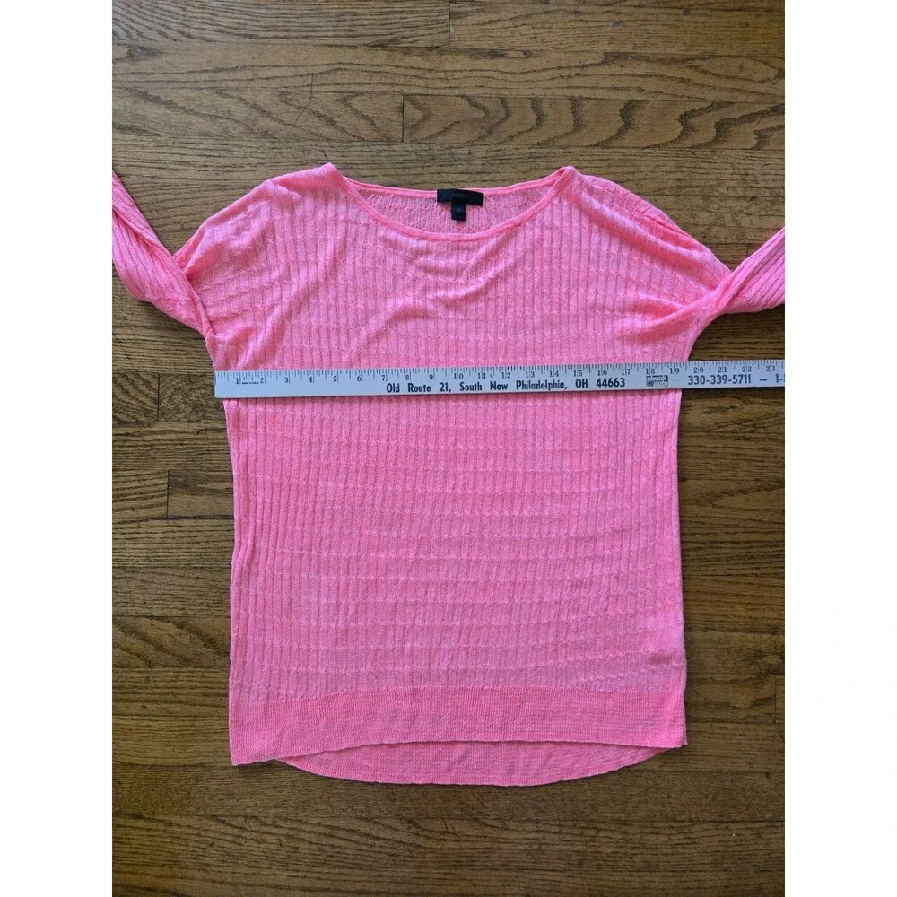 J. Crew Pink Sheer Cable Knit 100% Linen Sweater Women's Small